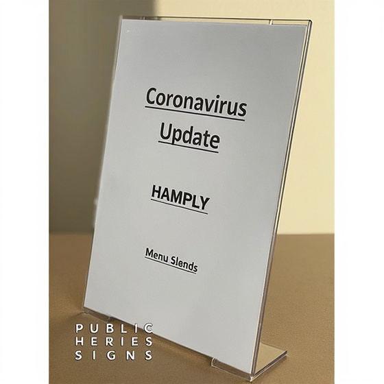 A4 Acrylic L-Menu Stand clear countertop display